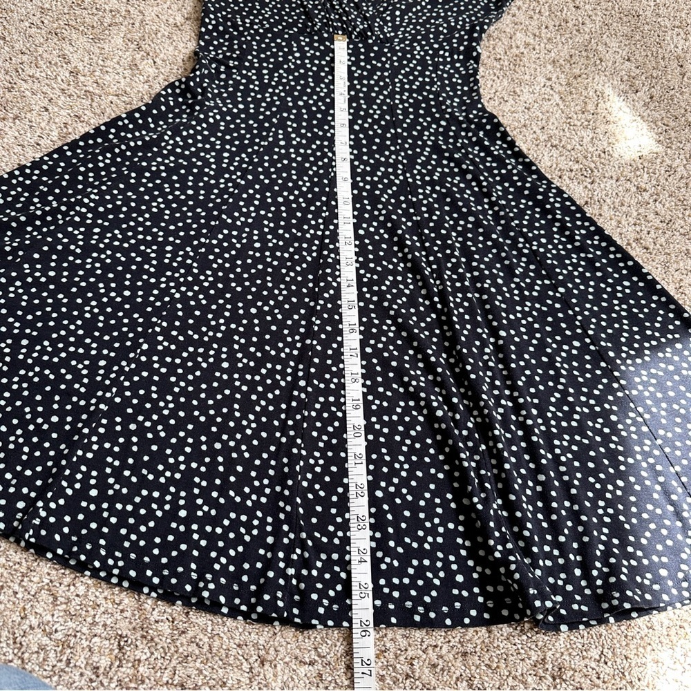 Sade New York Navy Blue Dress Polka Dot Fit Flare Stretch Comfy Casual - Picture 13 of 16